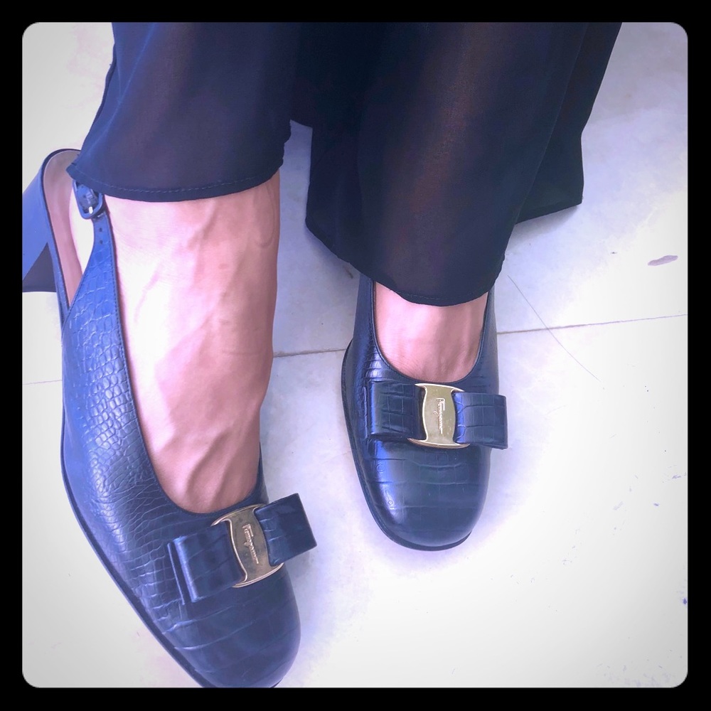 Salvatore Ferragamo Classic Black Kitten Heels